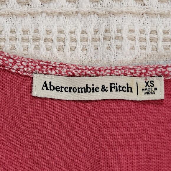 Abercrombie & Fitch Pink Floral Button-Front Dress Puff Sleeves Size XS - Picture 6 of 7